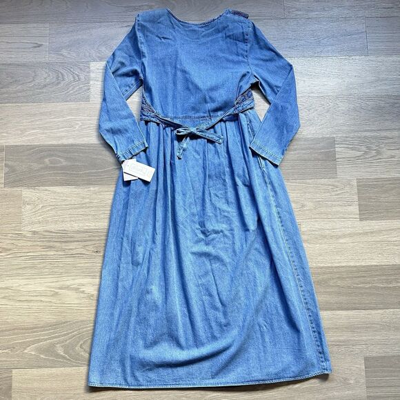Vintage d. Frank Dress Women 10 Denim Blue Western Prairie Cottage Boho 90s - Picture 2 of 13